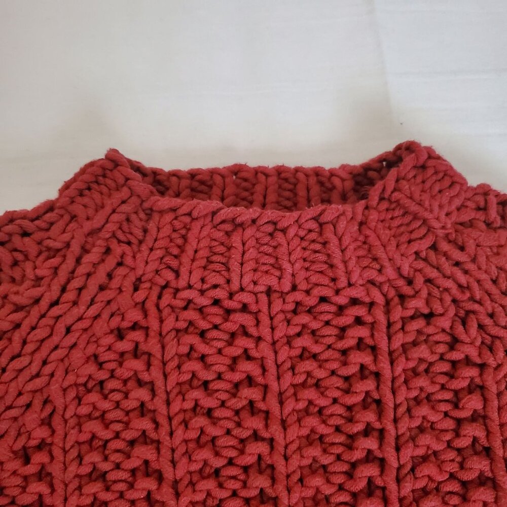 J. Crew Women's Knit By Hand Chunky Trend Knit Pullover Sweater Burgundy Red XS - Picture 5 of 12